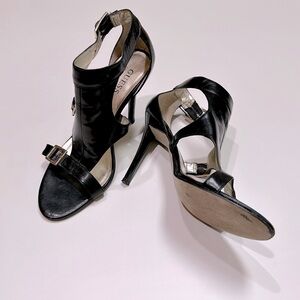 Guess by Marciano Delicacy black leather stiletto heels sandals. Size 6